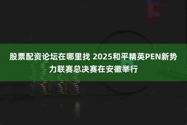 股票配资论坛在哪里找 2025和平精英PEN新势力联赛总决赛在安徽举行